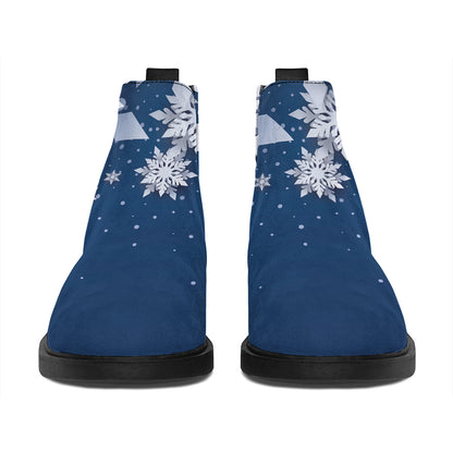 Christmas Snowflake Print Flat Ankle Boots