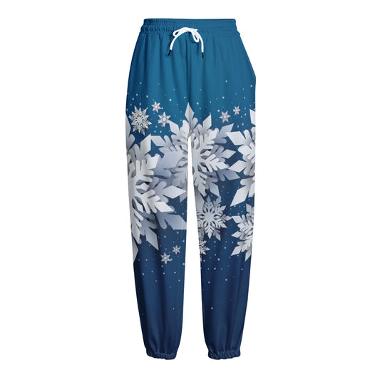 Christmas Snowflake Print Fleece Lined Knit Pants