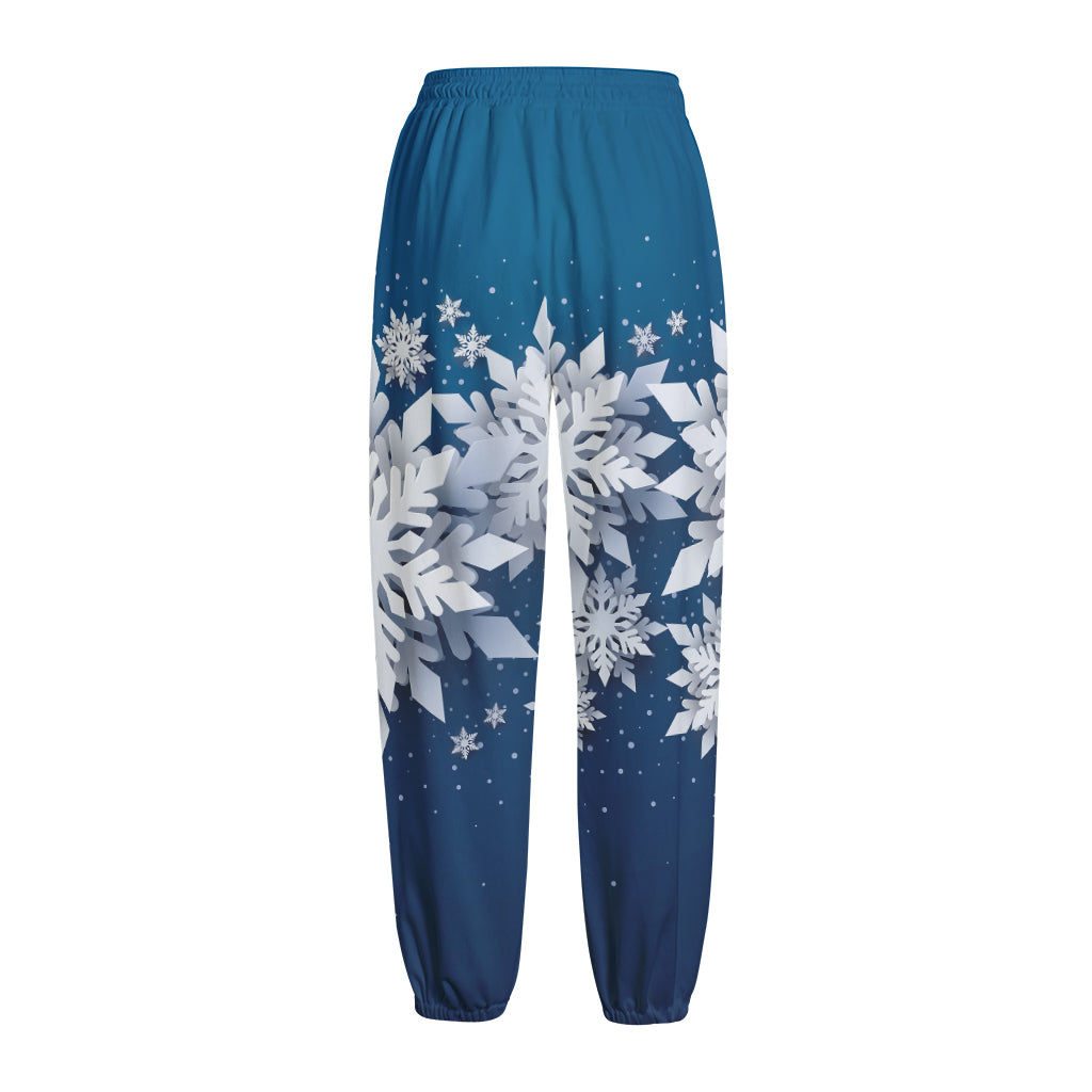 Christmas Snowflake Print Fleece Lined Knit Pants