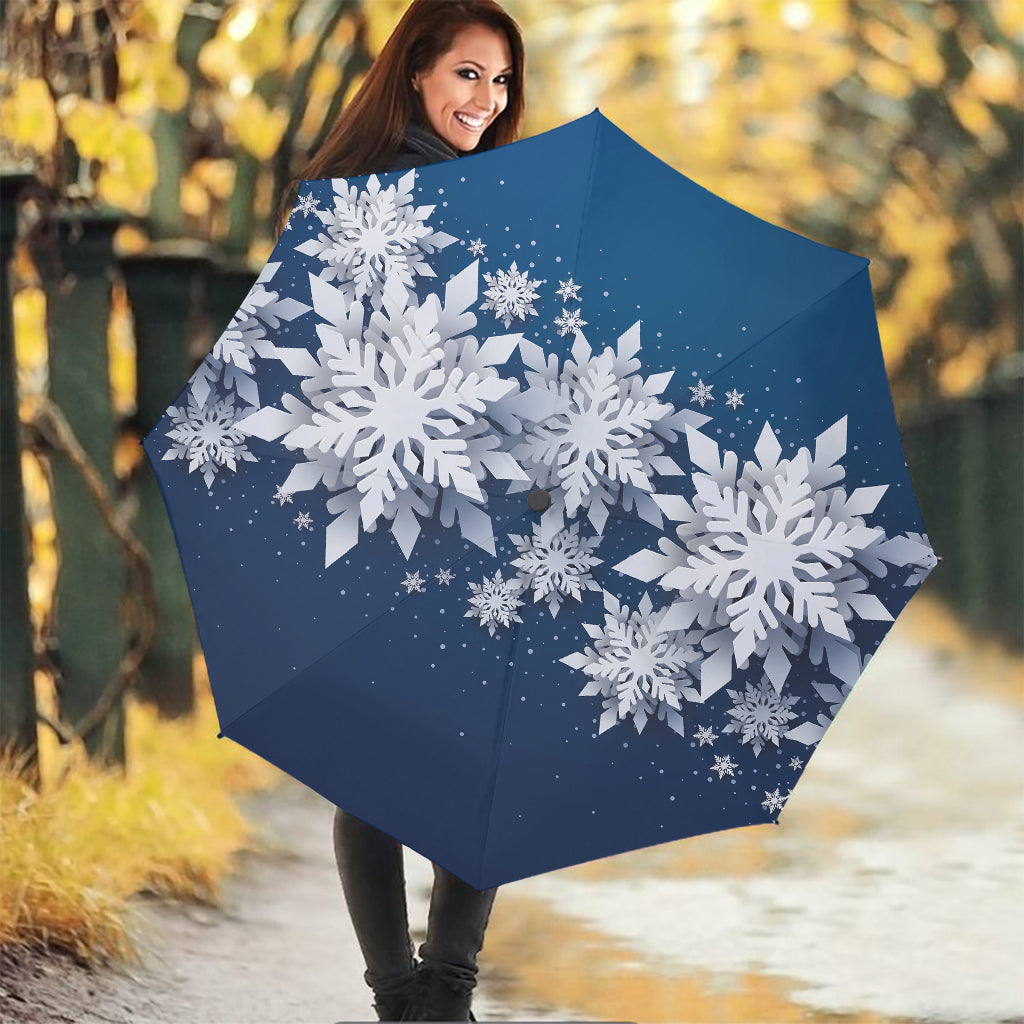 Christmas Snowflake Print Foldable Umbrella