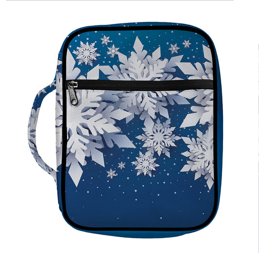 Christmas Snowflake Print Front Pocket Bible Bag