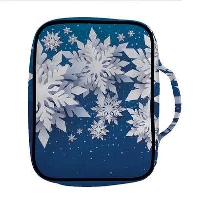Christmas Snowflake Print Front Pocket Bible Bag