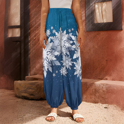 Christmas Snowflake Print Harem Pants