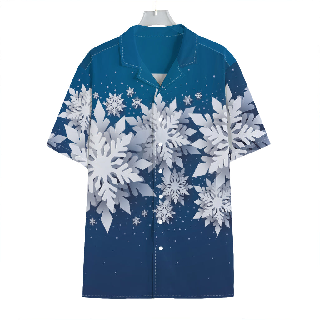 Christmas Snowflake Print Hawaiian Shirt