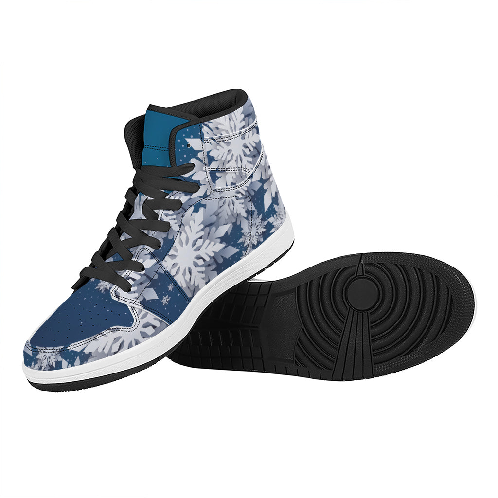 Christmas Snowflake Print High Top Leather Sneakers