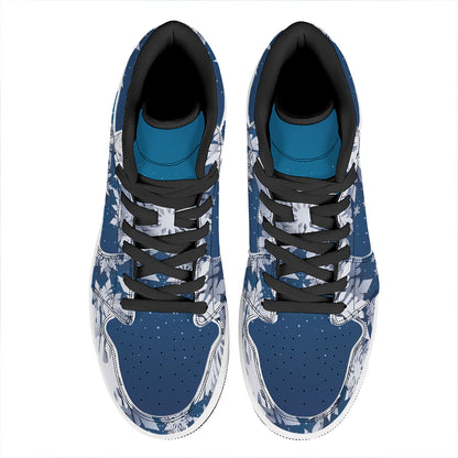 Christmas Snowflake Print High Top Leather Sneakers