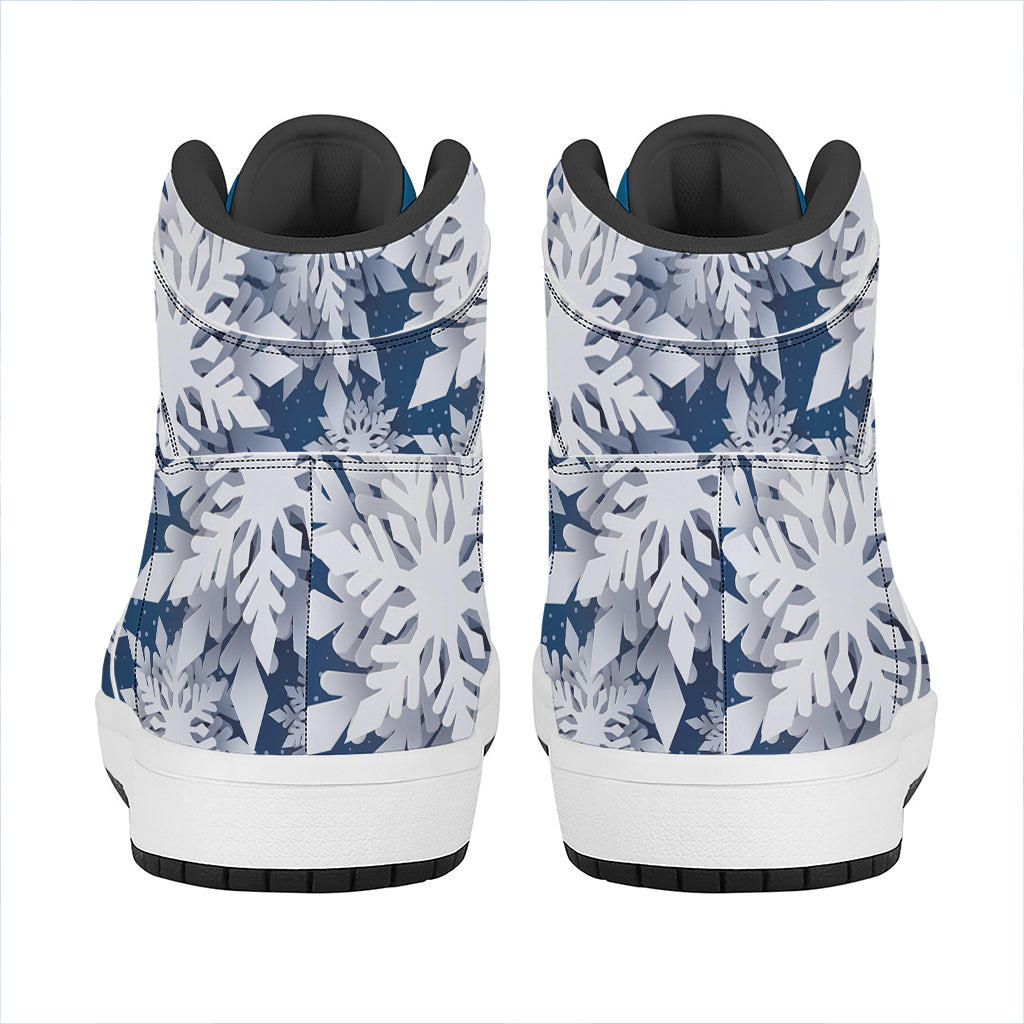 Christmas Snowflake Print High Top Leather Sneakers