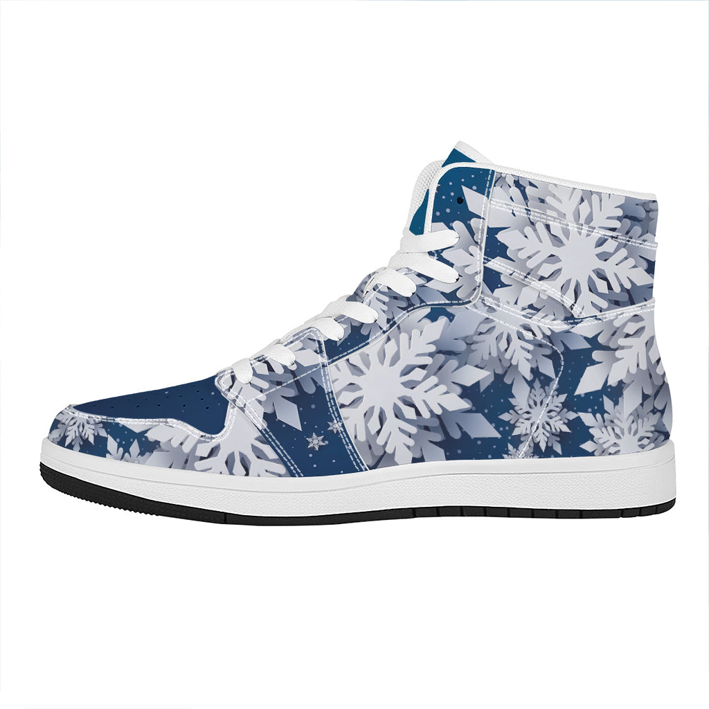 Christmas Snowflake Print High Top Leather Sneakers