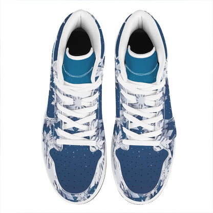 Christmas Snowflake Print High Top Leather Sneakers