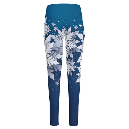 Christmas Snowflake Print High-Waisted Pocket Leggings