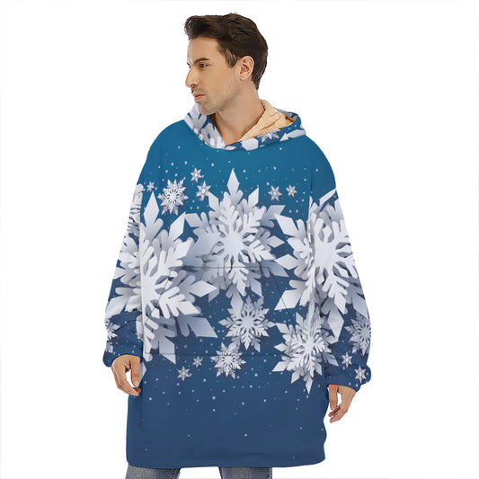Christmas Snowflake Print Hoodie Blanket