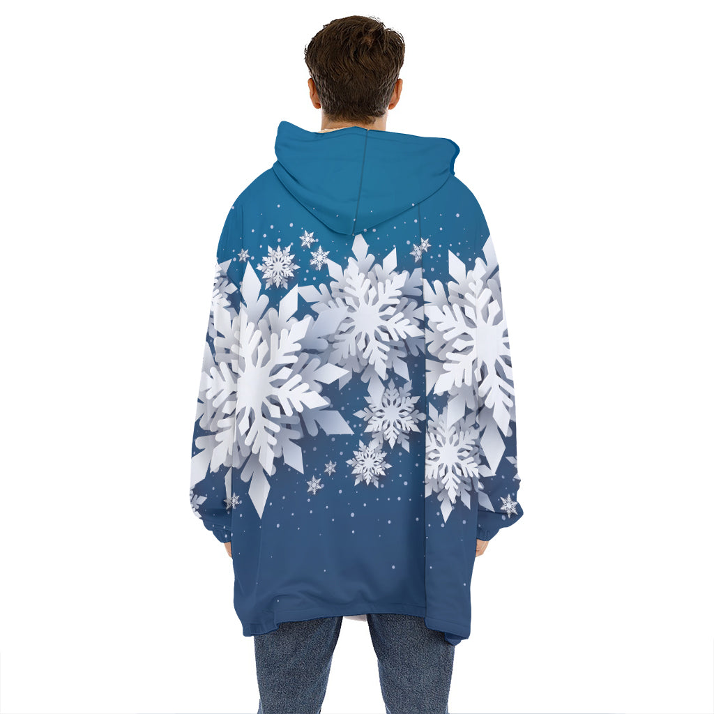 Christmas Snowflake Print Hoodie Blanket