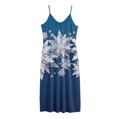 Christmas Snowflake Print Jersey Midi Cami Dress