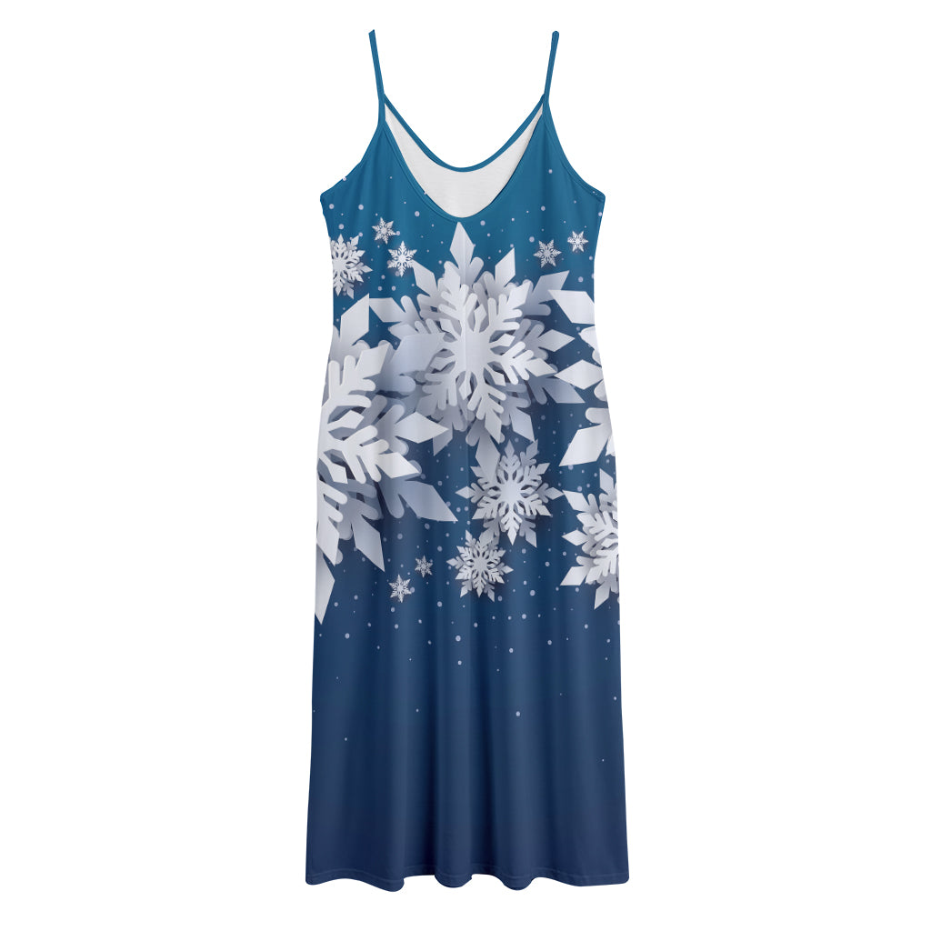 Christmas Snowflake Print Jersey Midi Cami Dress