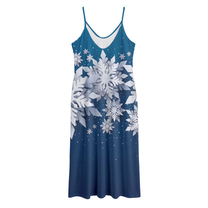 Christmas Snowflake Print Jersey Midi Cami Dress