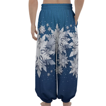 Christmas Snowflake Print Lantern Pants