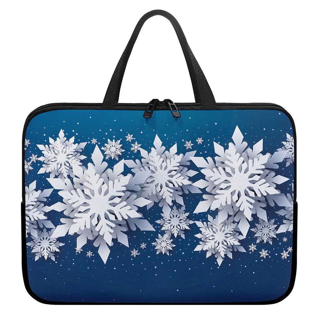 Christmas Snowflake Print Laptop Sleeve With Handle