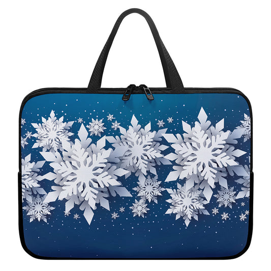 Christmas Snowflake Print Laptop Sleeve With Handle