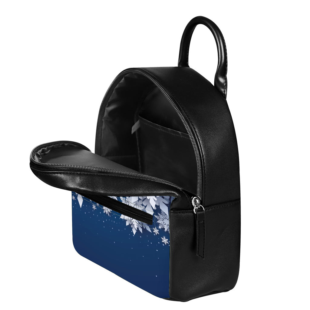 Christmas Snowflake Print Leather Backpack