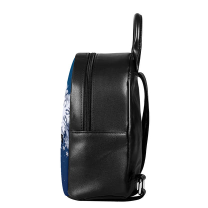 Christmas Snowflake Print Leather Backpack