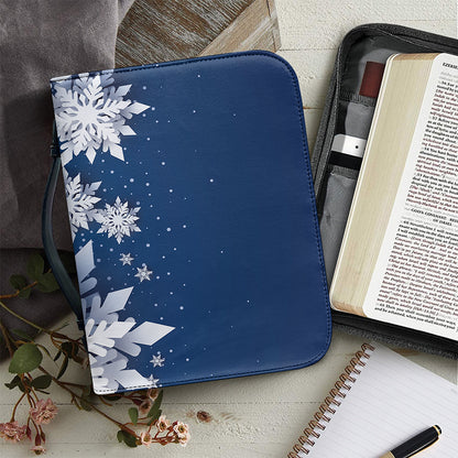 Christmas Snowflake Print Leather Bible Cover