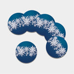 Christmas Snowflake Print Leather Coaster Set