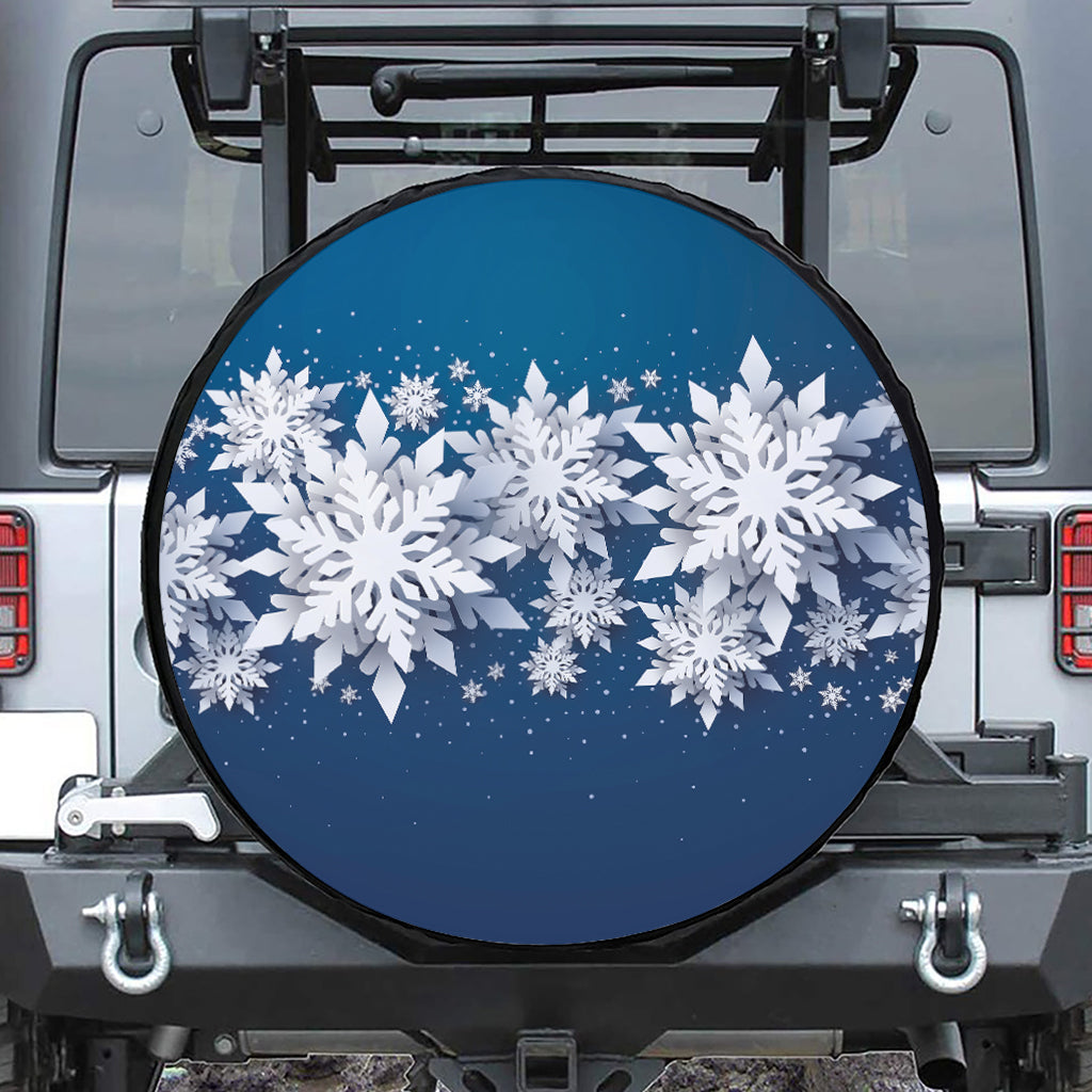 Christmas Snowflake Print Leather Spare Tire Cover