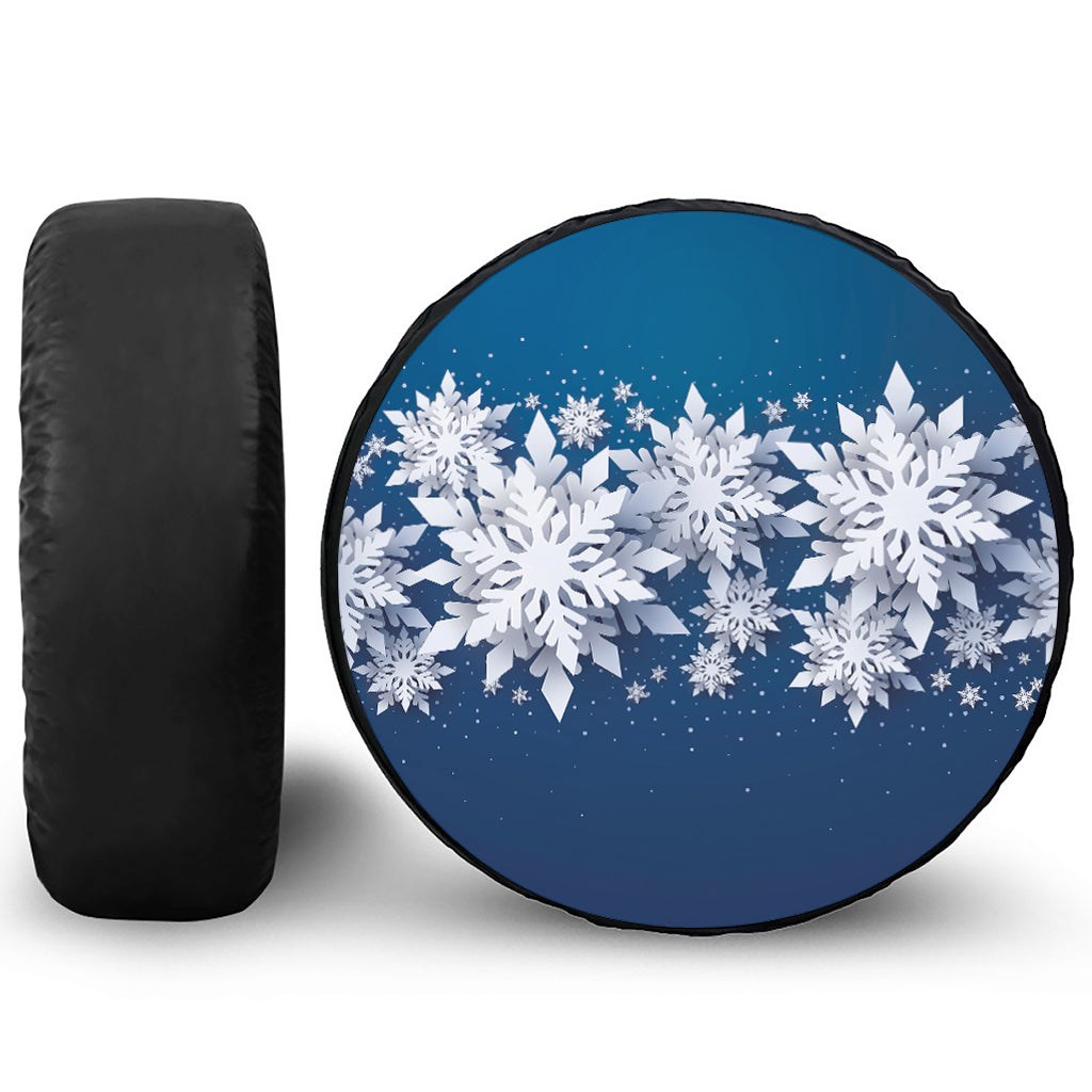 Christmas Snowflake Print Leather Spare Tire Cover