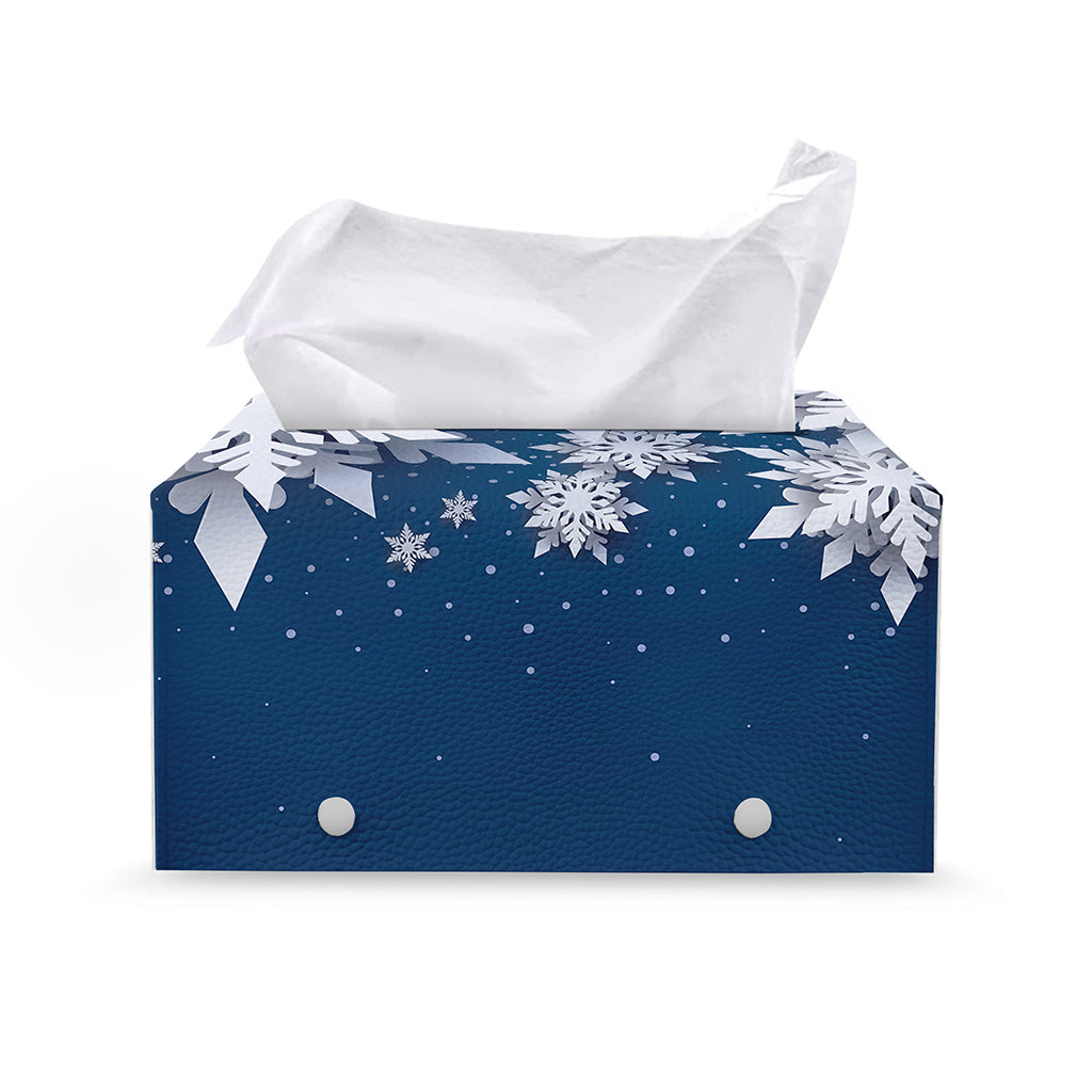 Christmas Snowflake Print Leather Tissue Box Cover