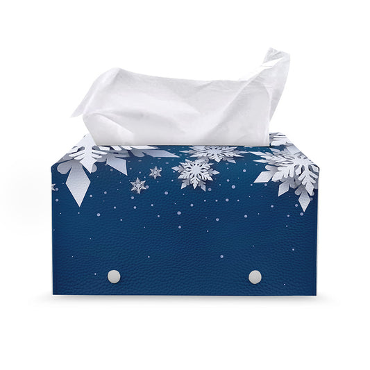 Christmas Snowflake Print Leather Tissue Box Cover