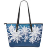 Christmas Snowflake Print Leather Tote Bag