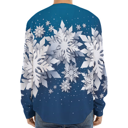 Christmas Snowflake Print Long Sleeve Baseball Jersey