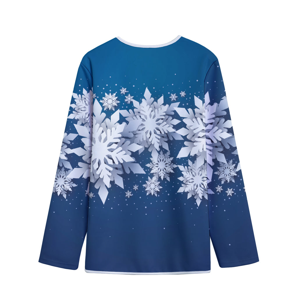 Christmas Snowflake Print Long Sleeve Short Coat
