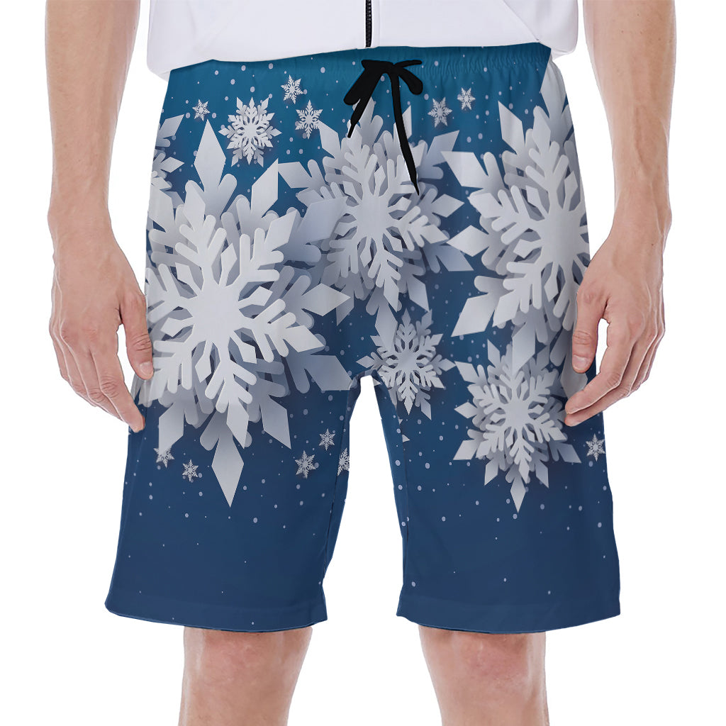 Christmas Snowflake Print Men's Beach Shorts