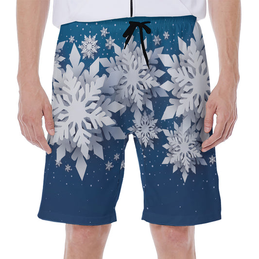 Christmas Snowflake Print Men's Beach Shorts