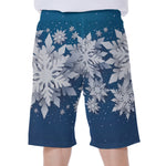 Christmas Snowflake Print Men's Beach Shorts