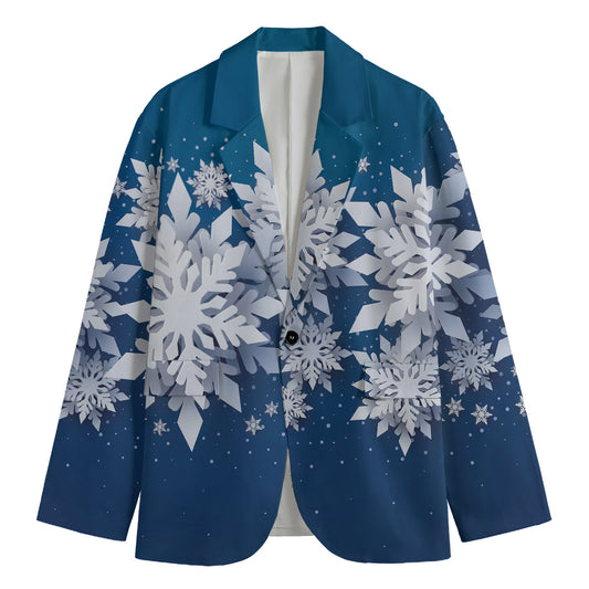Christmas Snowflake Print Men's Blazer
