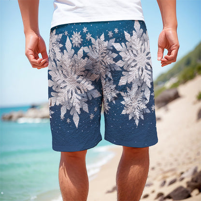 Christmas Snowflake Print Men's Cargo Shorts