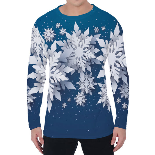 Christmas Snowflake Print Men's Long Sleeve T-Shirt