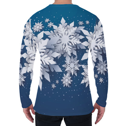 Christmas Snowflake Print Men's Long Sleeve T-Shirt
