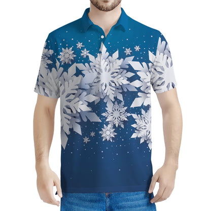 Christmas Snowflake Print Men's Polo Shirt