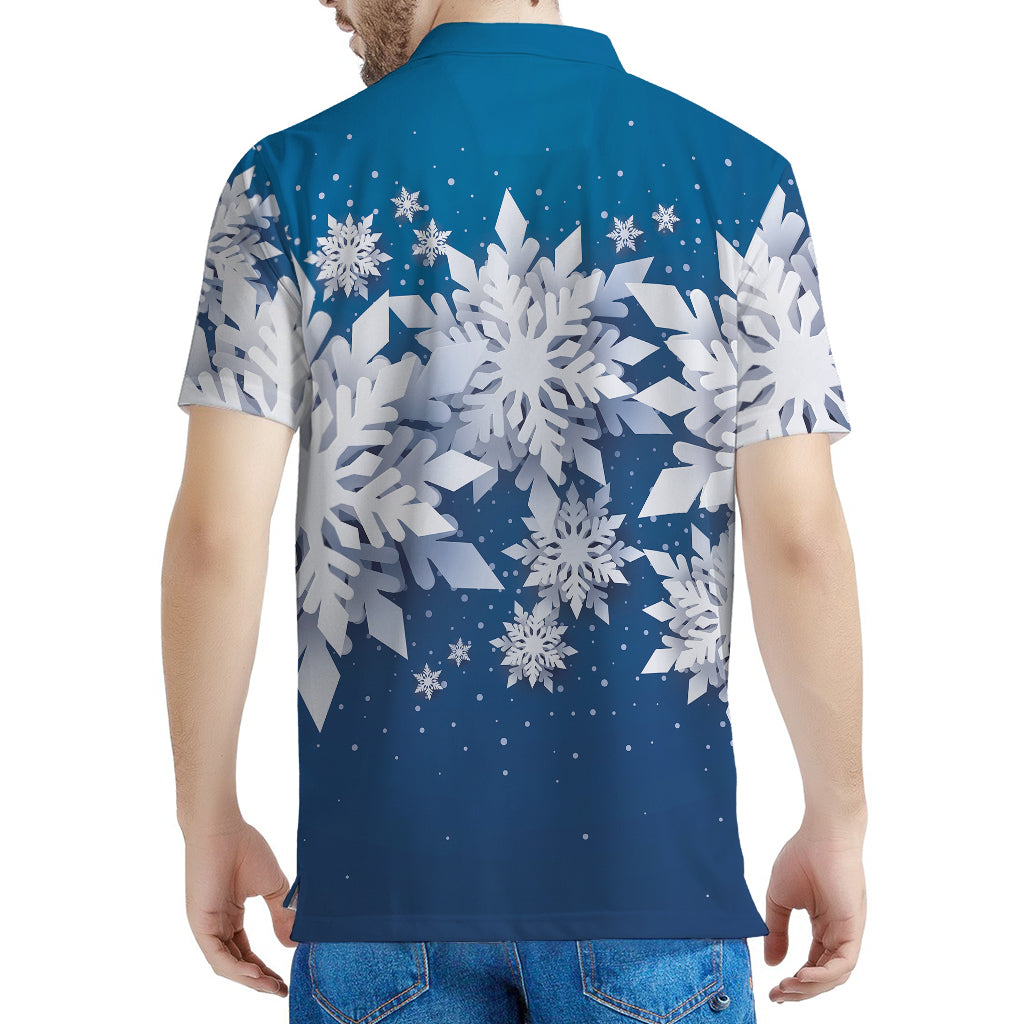 Christmas Snowflake Print Men's Polo Shirt