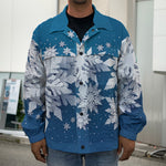 Christmas Snowflake Print Men's Shirt Jacket