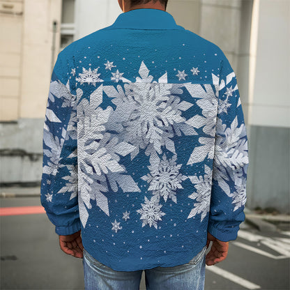 Christmas Snowflake Print Men's Shirt Jacket