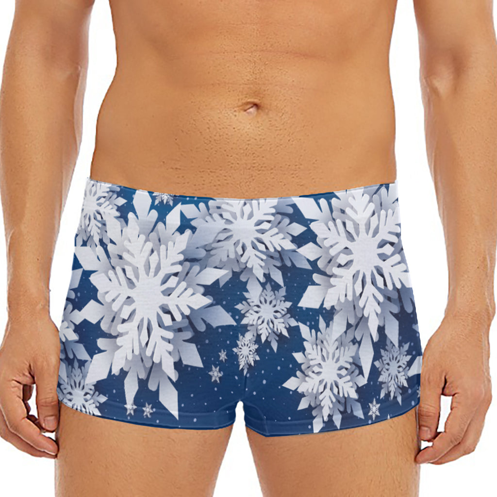 Christmas Snowflake Print Men's Short Boxer Briefs