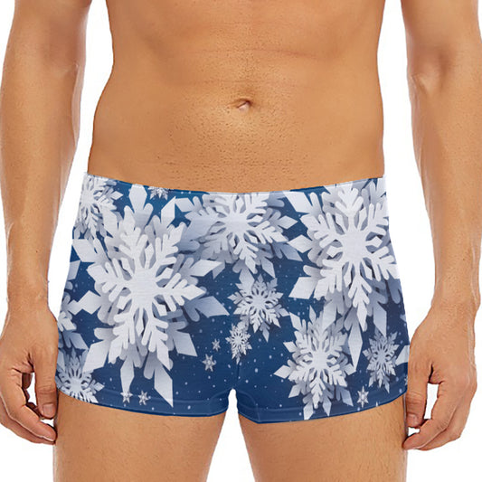 Christmas Snowflake Print Men's Short Boxer Briefs