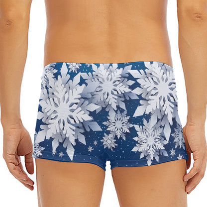 Christmas Snowflake Print Men's Short Boxer Briefs
