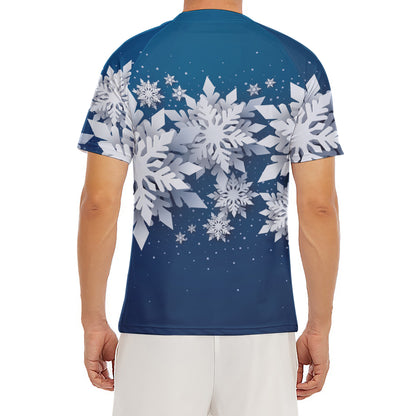 Christmas Snowflake Print Men's Short Sleeve Rash Guard