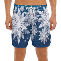 Christmas Snowflake Print Men's Split Running Shorts