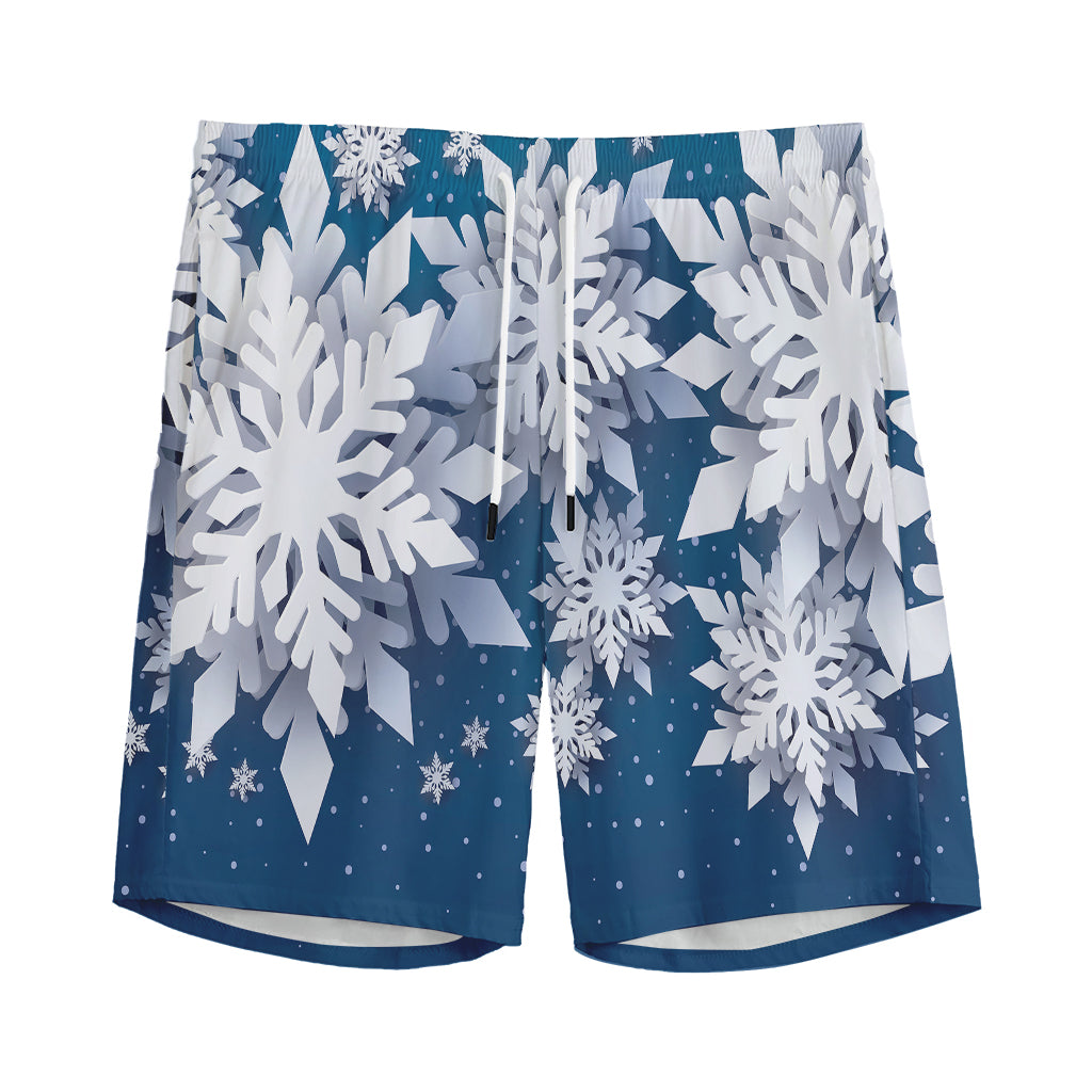 Christmas Snowflake Print Men's Sports Shorts